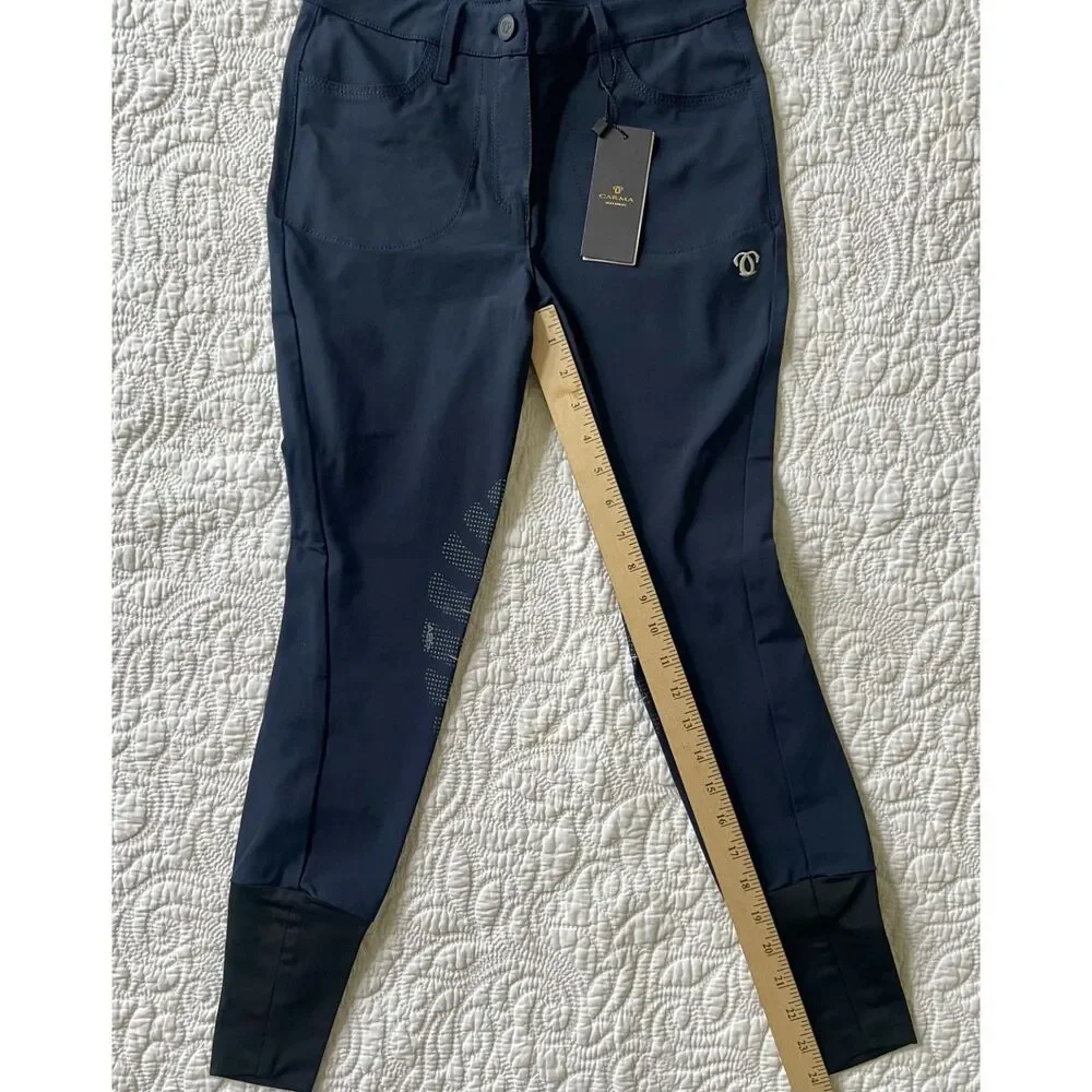 Carma Italia Wonder Pat Breeches IT 38 Navy Knee Grip NWT Italy